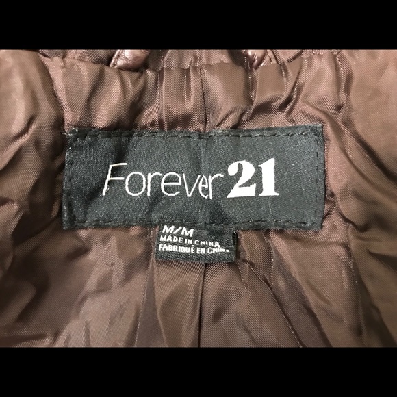 ❗️SOLD❗️Forever 21 Brown PU Leather Hooded Vest - Picture 4 of 4